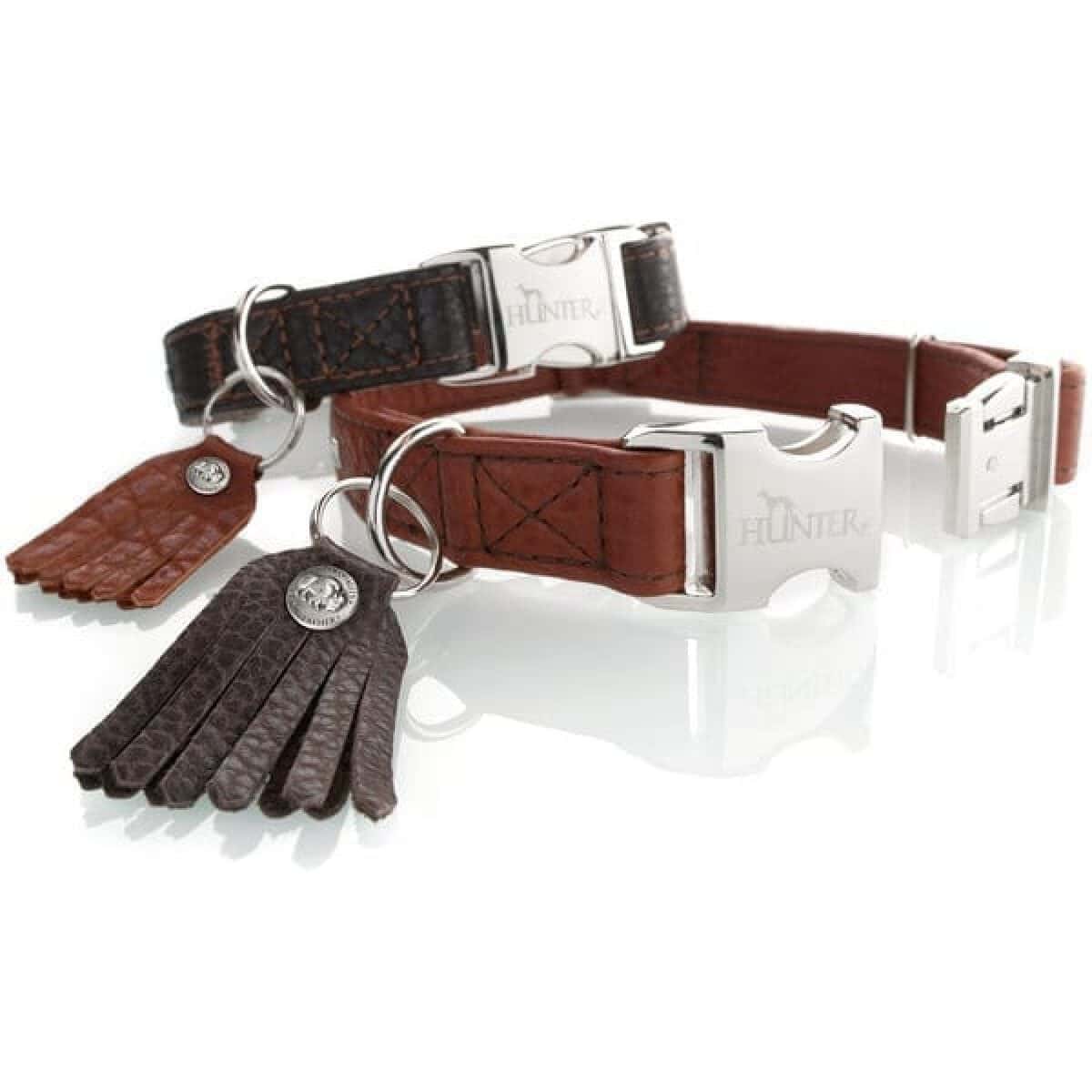 Hunter Cody Alu-Strong L 45–65 cm – kožna ogrlica za pse od bizonove kože, svijetlosmeđa