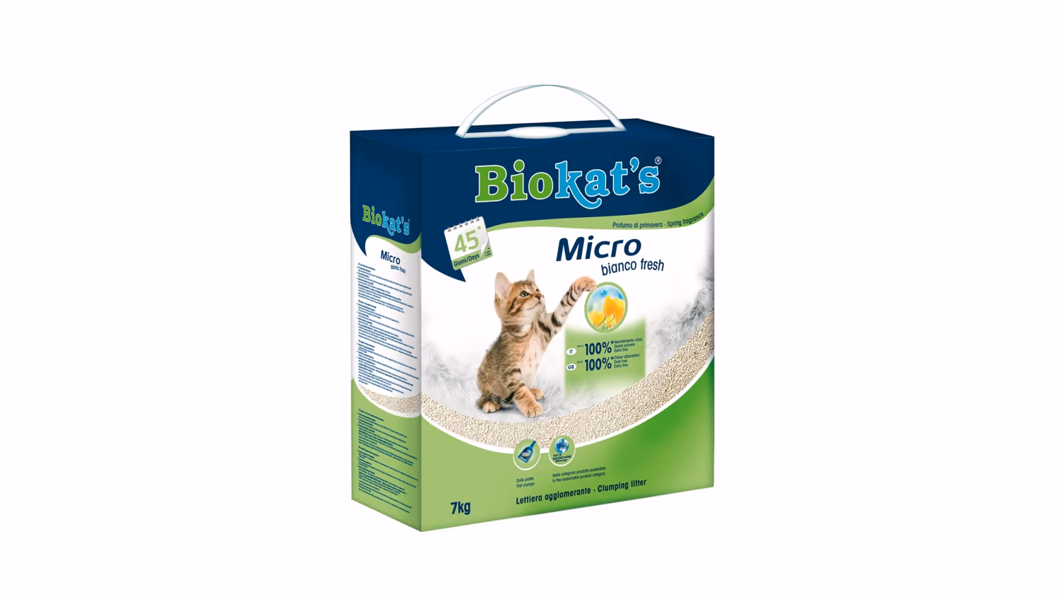 Biokat's Bianco 7 kg – bijeli grudajući pijesak za mačke za kontrolu neugodnih mirisa