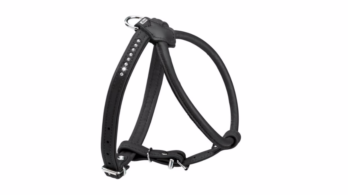 Hunter Racing L 62–75 cm – podstavljena najlonska oprsnica za pse, crna