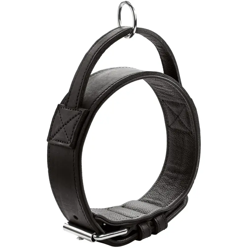 Larvik 50 ogrlica za pse – kravlja koža, konjak boja, 35–42 cm