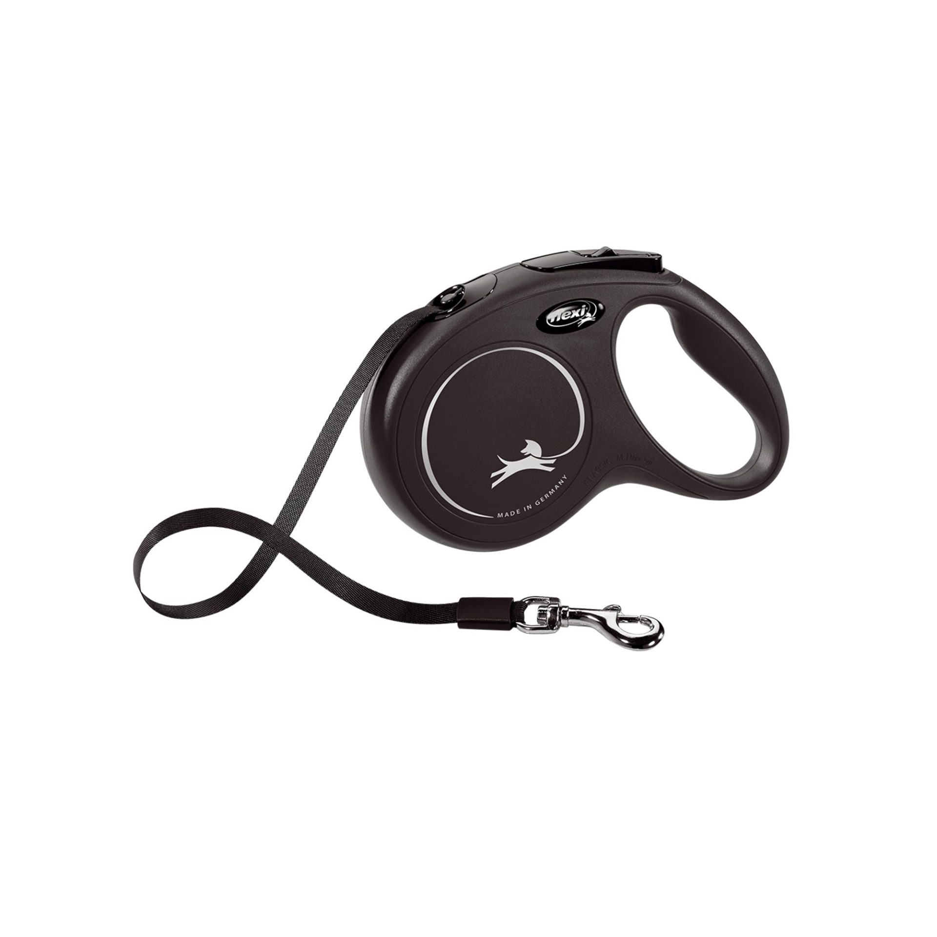 Flexi Classic M 5 m crna – automatska vodilica s trakom za pse do 25 kg