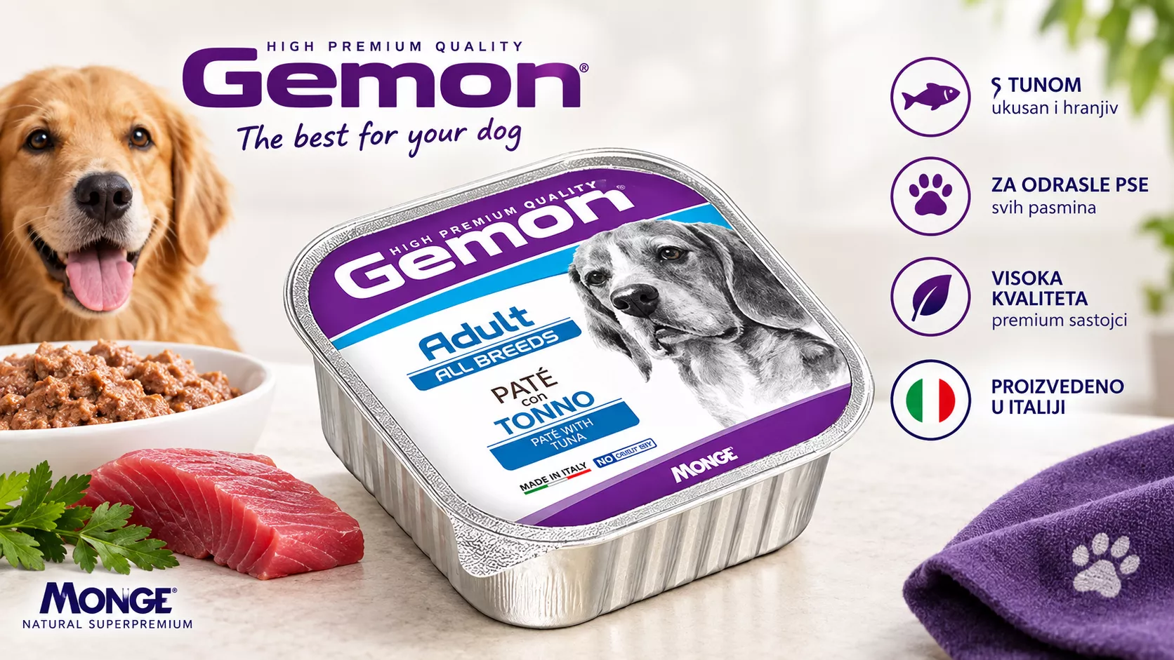 Gemon Adult pašteta s tunom 150 g – mokra hrana za odrasle pse - Slika 2