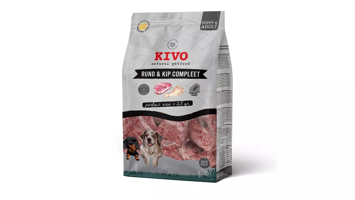 KIVO BARF govedina i piletina 500 g – smrznuta sirova hrana za pse