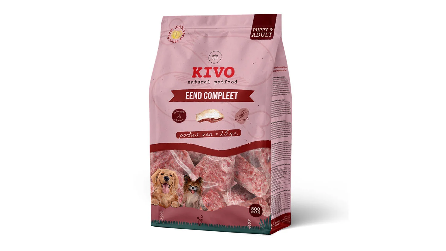 KIVO BARF patka 500 g – smrznuta sirova hrana za pse